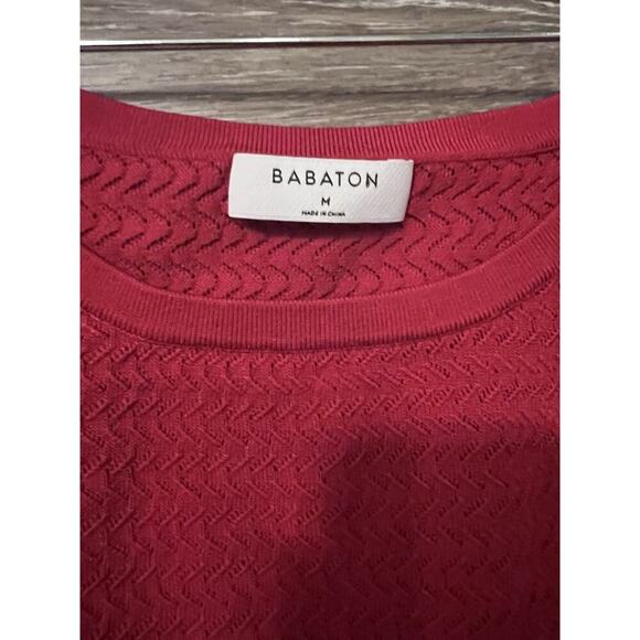 Aritzia Women Babaton Sculpt Knit Cropped Tank White M Stretchy Red - Picture 2 of 7